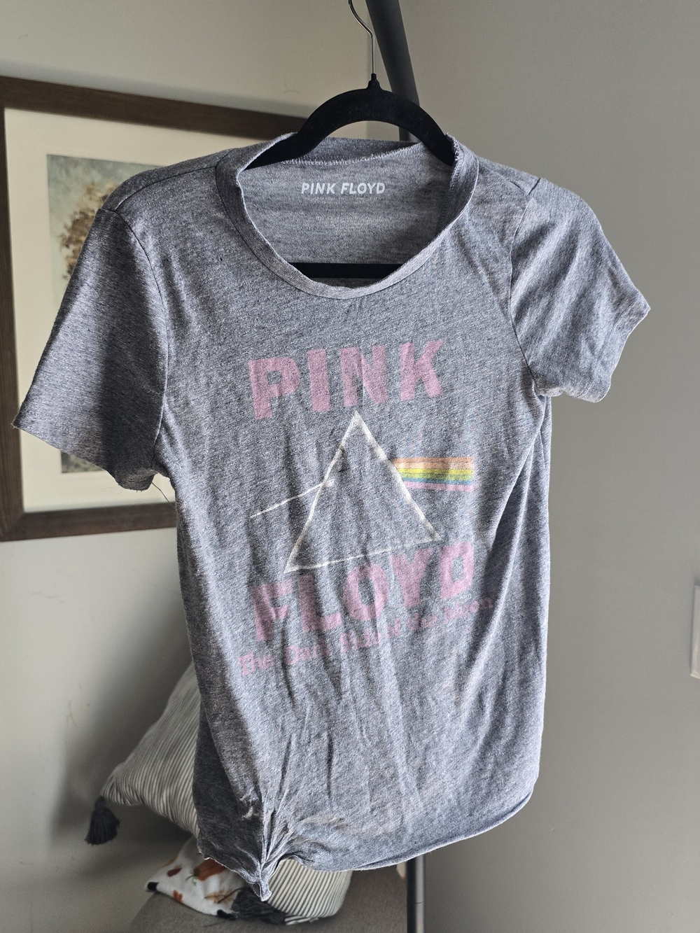 Pink Floyd Gray Tee with Pink Logo and Prism Stripe